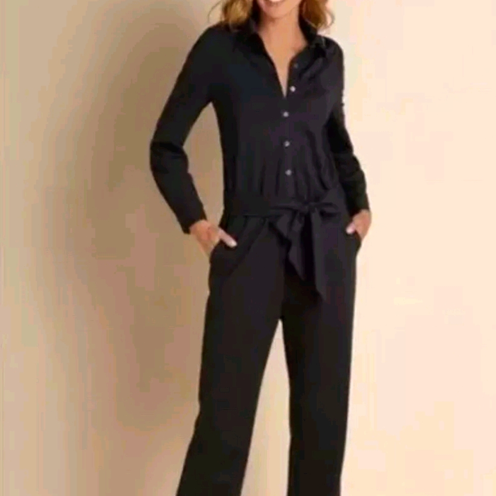 Navy knit jumpsuit